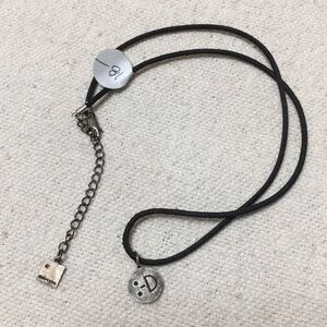 Reversible sterling happy face emoji BFF necklace